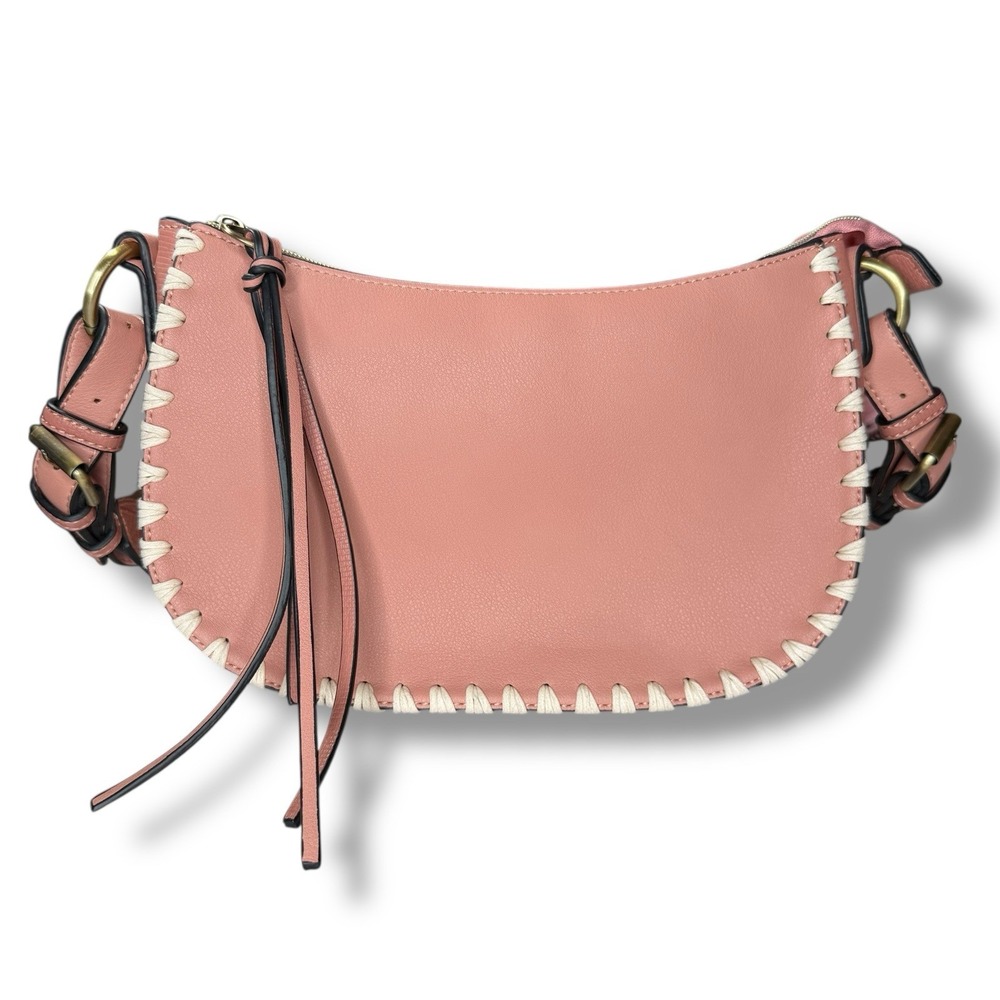 New Sondra Roberts Vegan Leather Tote‎ Shoulder Bag Top Handle Pink Whipstitch